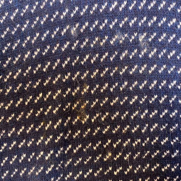 American Eagle Men's Birds Eye Sweater Large Navy & White Patterned Shawl Collar - Picture 6 of 7